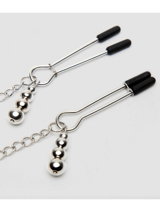 Атласный ошейник с зажимами для сосков Play Nice - Fifty Shades of Grey - купить с доставкой в Миассе