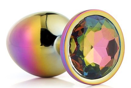 Голографическая анальная втулка с радужным кристаллом - 7,1 см. - Dream Toys - купить с доставкой в Миассе