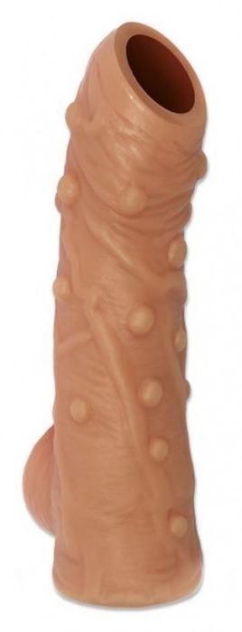 Телесная насадка с пупырышками и открытой головкой Nude Sleeve L - 14 см. - KOKOS - в Миассе купить с доставкой