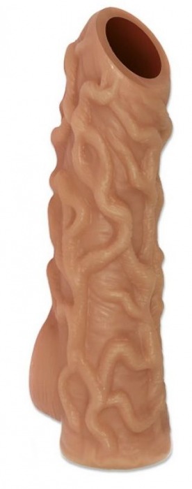 Телесная насадка с венками и открытой головкой Nude Sleeve M - 12 см. - KOKOS - в Миассе купить с доставкой