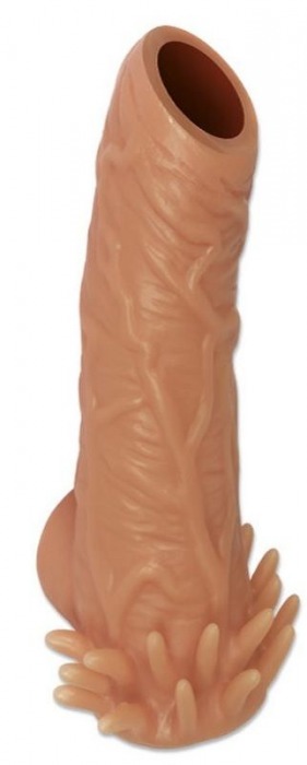 Телесная насадка с усиками и открытой головкой Nude Sleeve M - 12 см. - KOKOS - в Миассе купить с доставкой