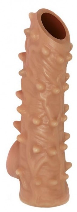 Телесная насадка с шипами и открытой головкой Nude Sleeve L - 14 см. - KOKOS - в Миассе купить с доставкой