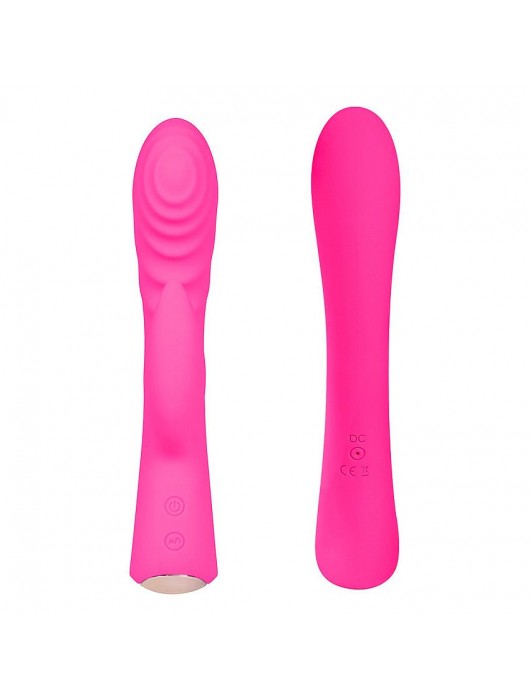Ярко-розовый вибромассажер-кролик 5  Silicone Ripple Passion - 19,1 см. - Erokay