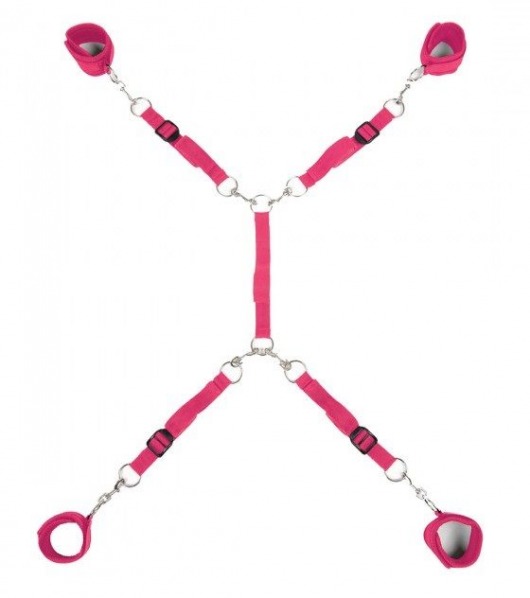 Ярко-розовый набор фиксаций на кровати Classic Bed Spreader - Lux Fetish - купить с доставкой в Миассе
