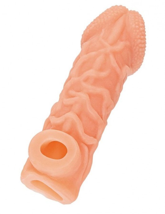 Телесная закрытая насадка с венками Cock Sleeve Size S - 13,8 см. - KOKOS - в Миассе купить с доставкой