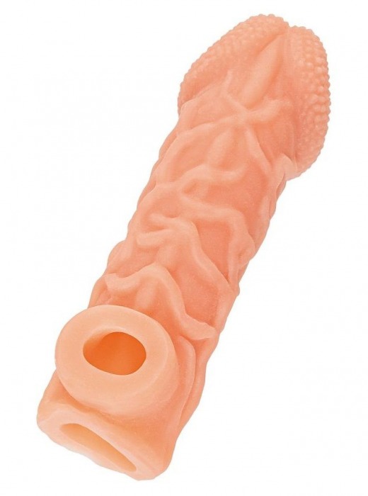 Телесная закрытая насадка с венками Cock Sleeve Size L - 17,6 см. - KOKOS - в Миассе купить с доставкой