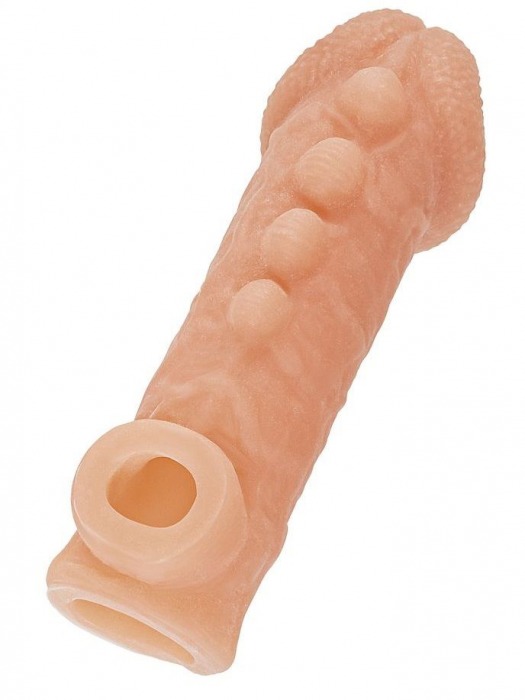 Телесная закрытая насадка с шишечками Cock Sleeve Size L - 17,6 см. - KOKOS - в Миассе купить с доставкой