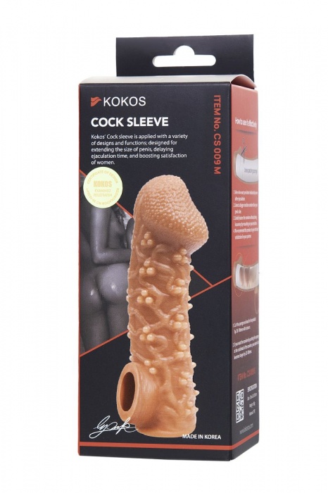 Телесная закрытая насадка с пучками шишечек Cock Sleeve Size M - 15,6 см. - KOKOS - в Миассе купить с доставкой