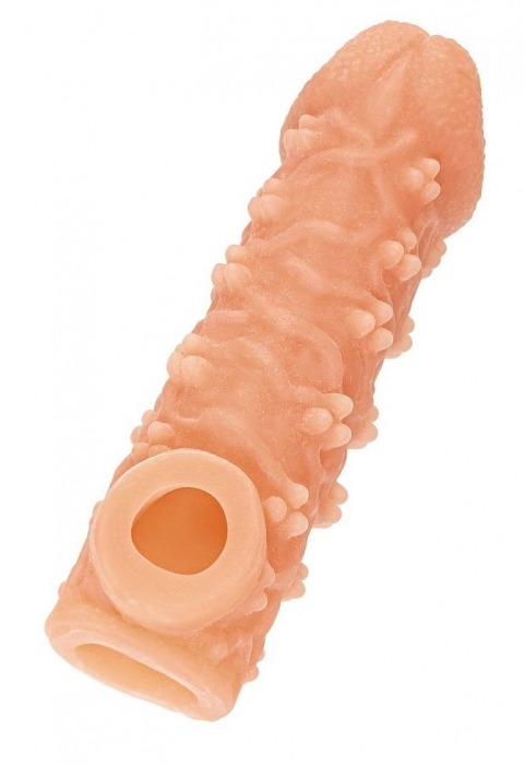 Телесная закрытая насадка с пучками шишечек Cock Sleeve Size L - 17,6 см. - KOKOS - в Миассе купить с доставкой