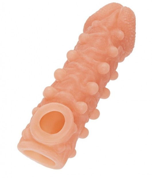 Телесная закрытая насадка с шариками Cock Sleeve Size M - 15,6 см. - KOKOS - в Миассе купить с доставкой