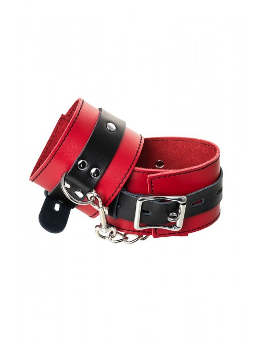 Красно-черные оковы на ноги из кожи - ToyFa - купить с доставкой в Миассе