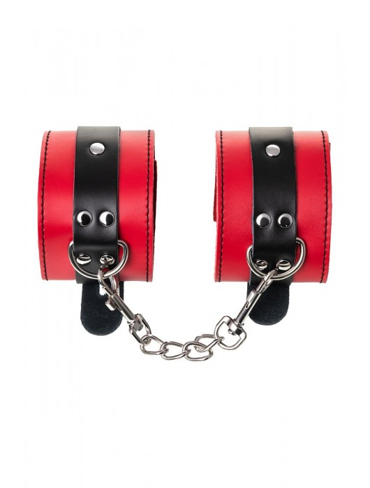 Красно-черные оковы на ноги из кожи - ToyFa - купить с доставкой в Миассе