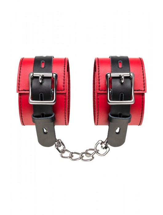 Красно-черные оковы на ноги из кожи - ToyFa - купить с доставкой в Миассе