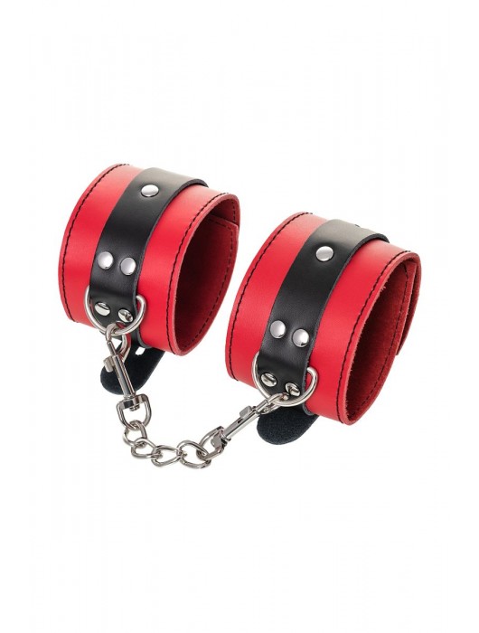 Красно-черные оковы на ноги из кожи - ToyFa - купить с доставкой в Миассе