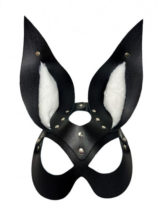 Черная маска зайки с белым мехом на ушках Miss Bunny - БДСМ Арсенал - купить с доставкой в Миассе