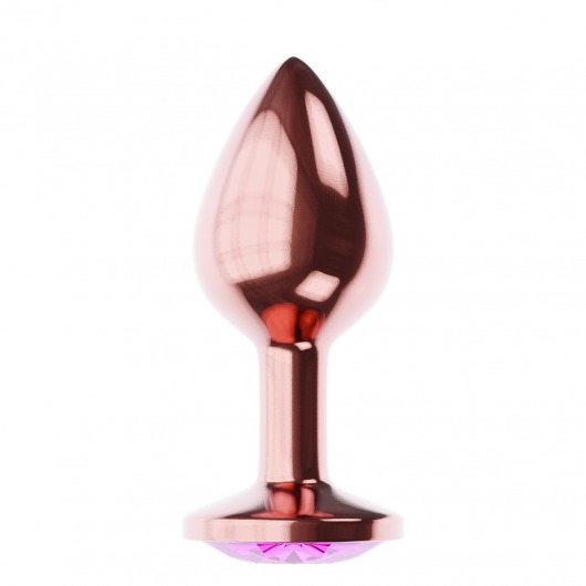 Пробка цвета розового золота с лиловым кристаллом Diamond Quartz Shine L - 8,3 см. - Lola Games - купить с доставкой в Миассе