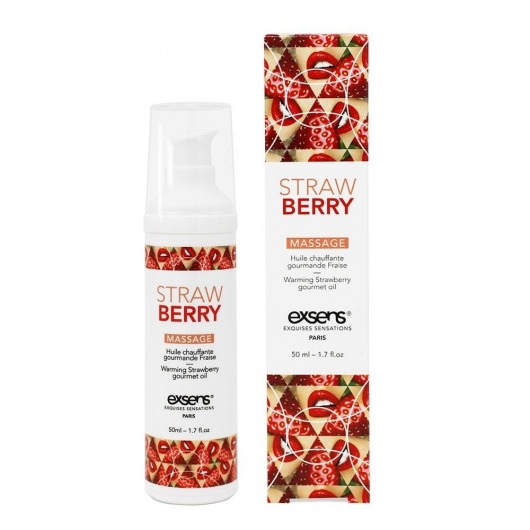 Разогревающее массажное масло  с ароматом клубники Gourmet Strawberry - 50 мл. - Exsens - купить с доставкой в Миассе