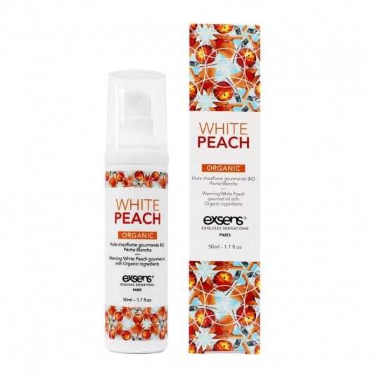 Разогревающее массажное масло Gourmet White Peach Organic с органическими ингредиентами - 50 мл. - Exsens - купить с доставкой в Миассе