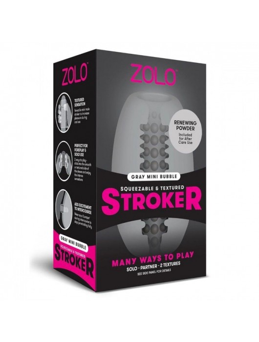 Серый двусторонний мастурбатор MINI BUBBLE - Zolo - в Миассе купить с доставкой