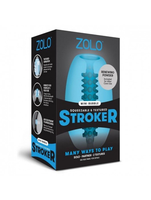 Голубой двусторонний мастурбатор MINI BUBBLE - Zolo - в Миассе купить с доставкой