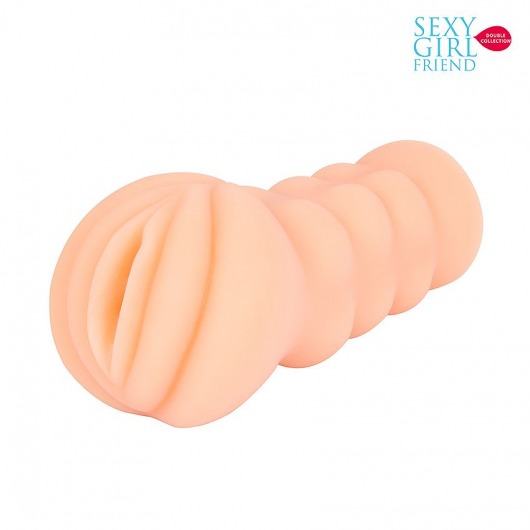 Телесный мастурбатор-вагина с комплектом эрекционных колец - Bior toys - в Миассе купить с доставкой