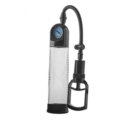 Прозрачная вакуумная помпа с манометром Deluxe Penis Pump - Dream Toys - в Миассе купить с доставкой