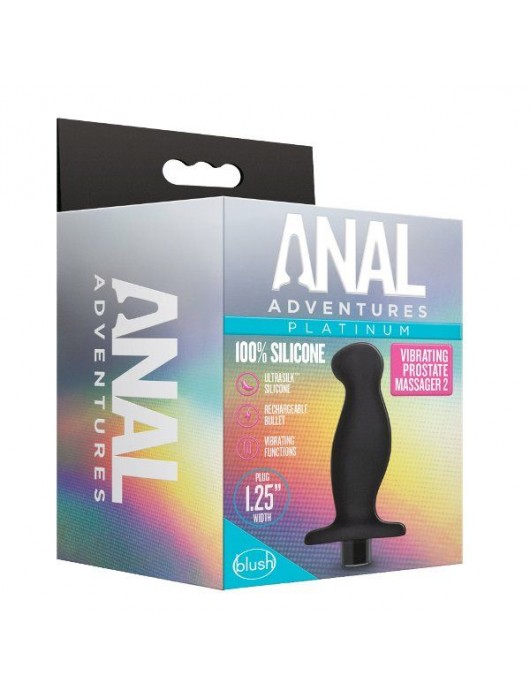 Черный анальный вибромассажёр Silicone Vibrating Prostate Massager 02 - 10,8 см. - Blush Novelties - в Миассе купить с доставкой