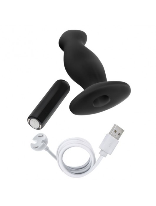 Черный анальный вибромассажёр Silicone Vibrating Prostate Massager 02 - 10,8 см. - Blush Novelties - в Миассе купить с доставкой