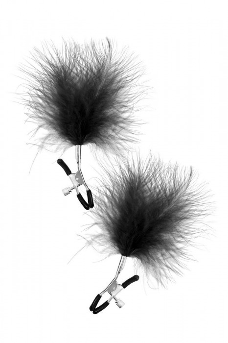 Зажимы на соски с черными пуховыми кисточками Sweet Caress Feather Nipple Clumps - Sweet Caress - купить с доставкой в Миассе