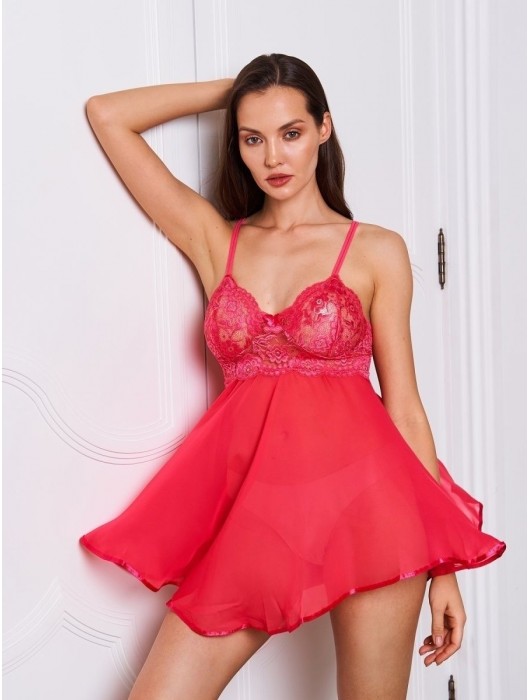 Полупрозрачная летящая сорочка из однотонного шифона - Belweiss купить с доставкой