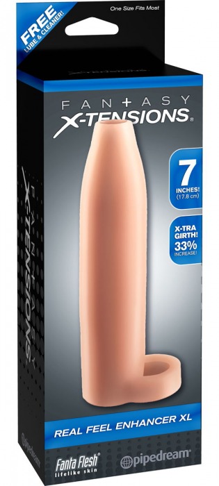 Телесная насадка Real Feel Enhancer XL - 17 см. - Pipedream - в Миассе купить с доставкой