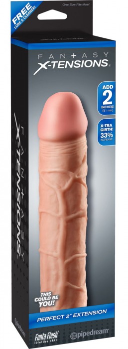 Телесная насадка Fantasy X-tensions Perfect 2  Extension - 20,3 см. - Pipedream - в Миассе купить с доставкой