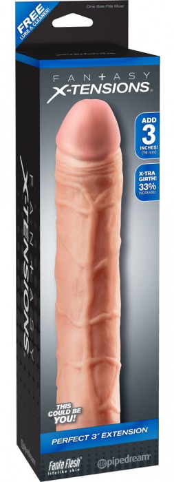 Телесная удлиняющая насадка Perfect 3 Extension - 22 см. - Pipedream - в Миассе купить с доставкой