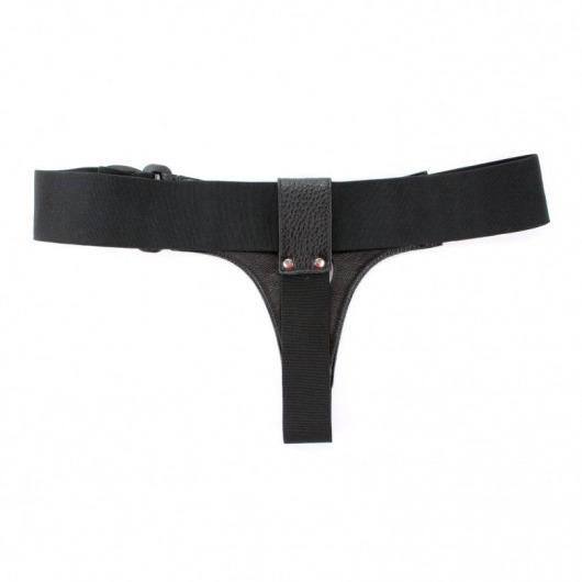 Чёрные трусики для страпона из натуральной кожи - БДСМ Арсенал - купить с доставкой в Миассе