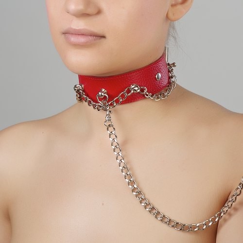 Красный ошейник из натуральной кожи - Sitabella - купить с доставкой в Миассе