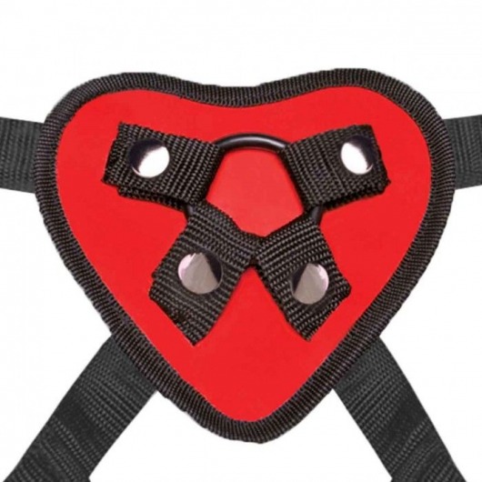 Красный поясной фаллоимитатор Red Heart Strap on Harness   5in Dildo Set - 12,25 см. - Lux Fetish - купить с доставкой в Миассе