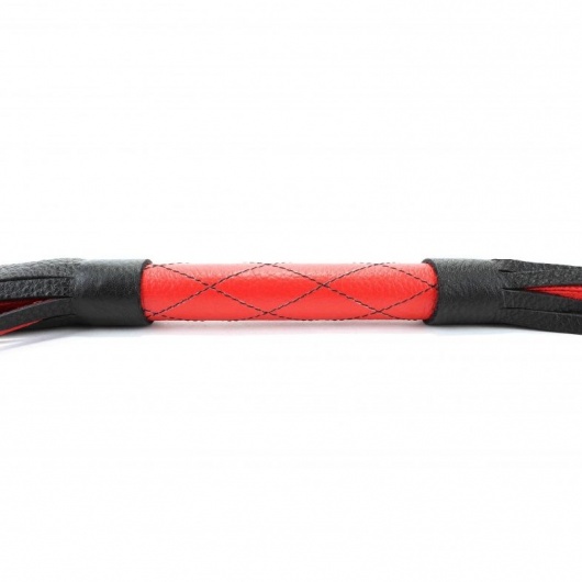 Красно-черная кожаная плётка - 51 см. - БДСМ Арсенал - купить с доставкой в Миассе