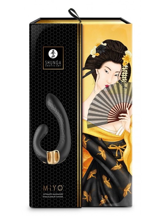 Черный гибкий вибростимулятор MIYO с двумя моторами - 18,5 см. - Shunga