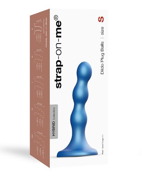 Голубая насадка Strap-On-Me Dildo Plug Balls size S - Strap-on-me - купить с доставкой в Миассе
