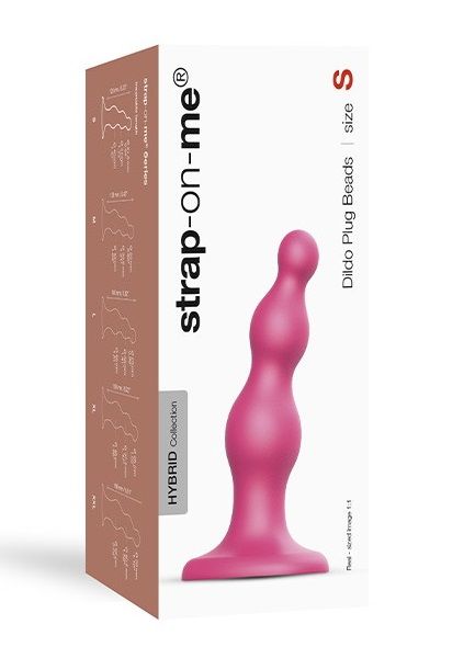 Розовая насадка Strap-On-Me Dildo Plug Beads size S - Strap-on-me - купить с доставкой в Миассе