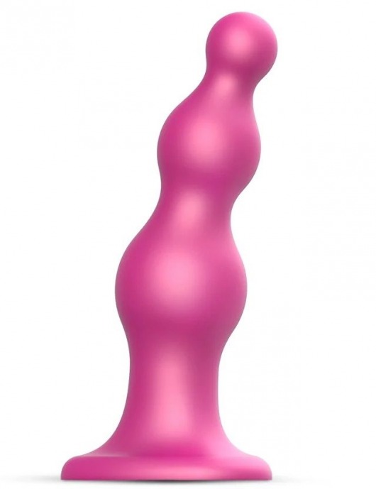 Розовая насадка Strap-On-Me Dildo Plug Beads size S - Strap-on-me - купить с доставкой в Миассе