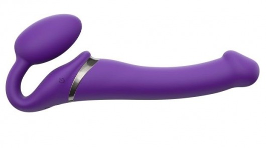 Фиолетовый безремневой вибрострапон Vibrating Bendable Strap-On - size L - Strap-on-me - купить с доставкой в Миассе