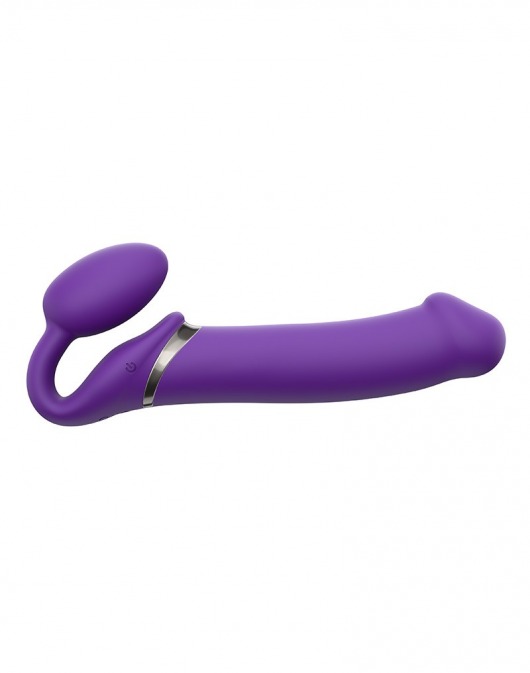 Фиолетовый безремневой вибрострапон Silicone Bendable Strap-On - size XL - Strap-on-me - купить с доставкой в Миассе