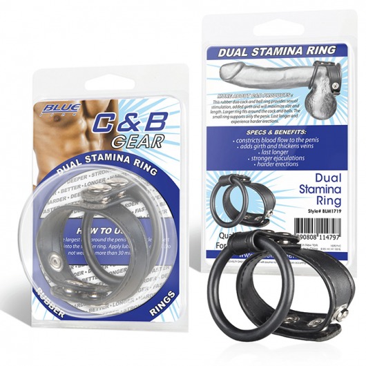 Двойное кольцо выносливости на пенис DUAL STAMINA RING - BlueLine - в Миассе купить с доставкой
