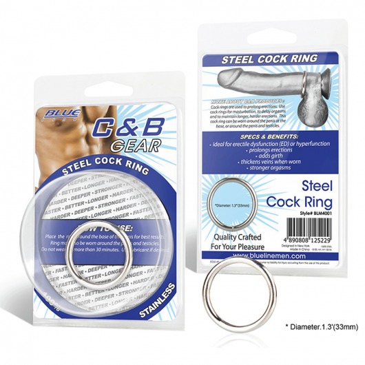 Стальное эрекционное кольцо STEEL COCK RING - 3.5 см. - BlueLine - в Миассе купить с доставкой