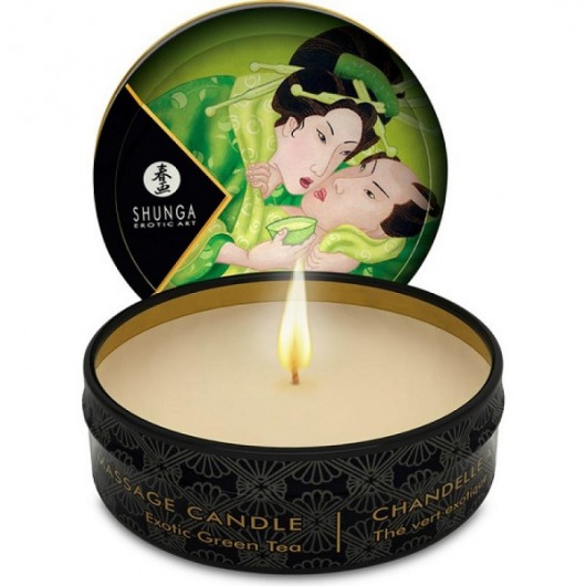 Массажная свеча Exotic Green Tea с ароматом зелёного чая - 30 мл. - Shunga - купить с доставкой в Миассе