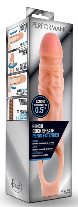 Телесная насадка на пенис 9 Inch Cock Sheath Extender - 22,2 см. - Blush Novelties - в Миассе купить с доставкой