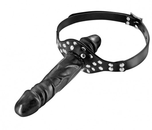 Черный кляп-фаллоимитатор Double Penis Gag - Fetish Tentation - купить с доставкой в Миассе