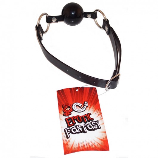 Силиконовый черный кляп-шарик на ремне Black Ballgag - Erotic Fantasy - купить с доставкой в Миассе