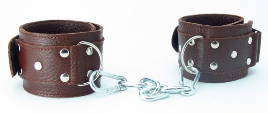 Коричневые кожаные оковы с клепками - БДСМ Арсенал - купить с доставкой в Миассе